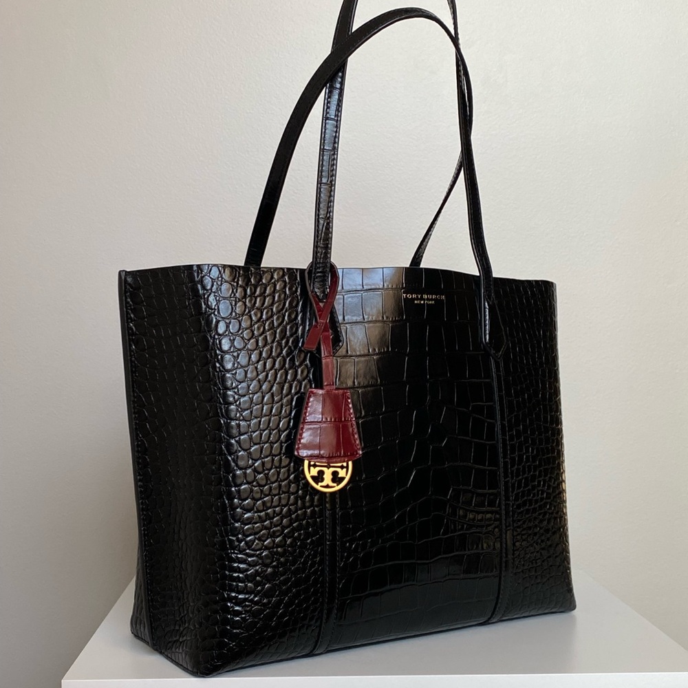 TORY BURCH PERRY EMBOSSED TRIPLE-COMPARTMENT TOTE BAG